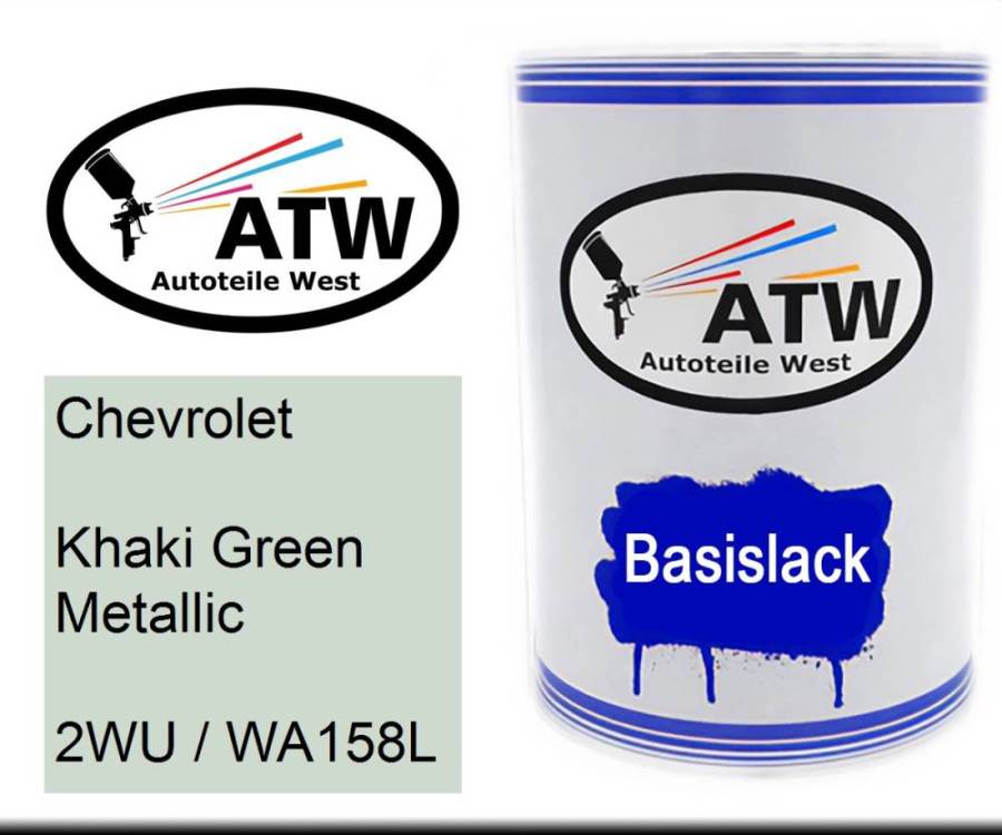 Chevrolet, Khaki Green Metallic, 2WU / WA158L: 500ml Lackdose, von ATW Autoteile West.